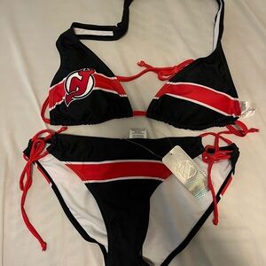 NHL NJ Devils Black and Red Bikini Set